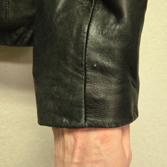 Vintage Wilsons Leather Black Cropped Blazer Jacket Soft Tailored M - Picture 8 of 16